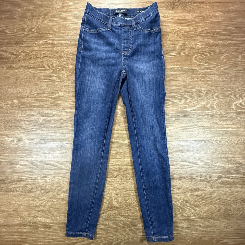 Judy Blue Women's Pull On Skinny Jeans Size 1/25 Stretch Mid Rise Blue Denim